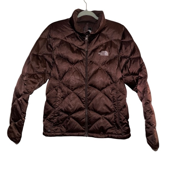 Ladies The North Face  550 Quilted Jacket chocolate brown large EUC - Picture 2 of 6